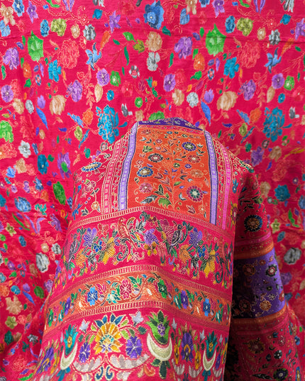 Exclusive Pure Indian Dola Kani Silk Shawl - Mehrab Floral Jaal
