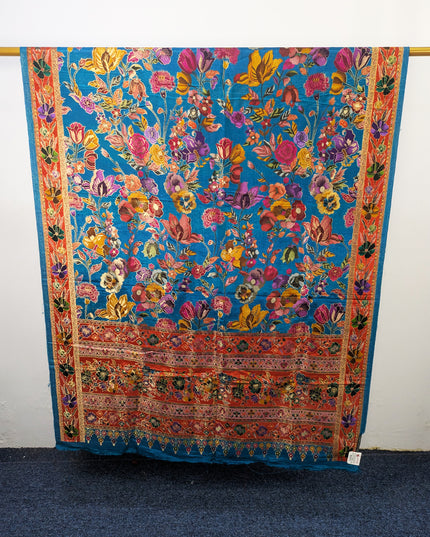 Luxury Pure Indian Dola Kani Silk Shawl - Black MeenaKari Jaal