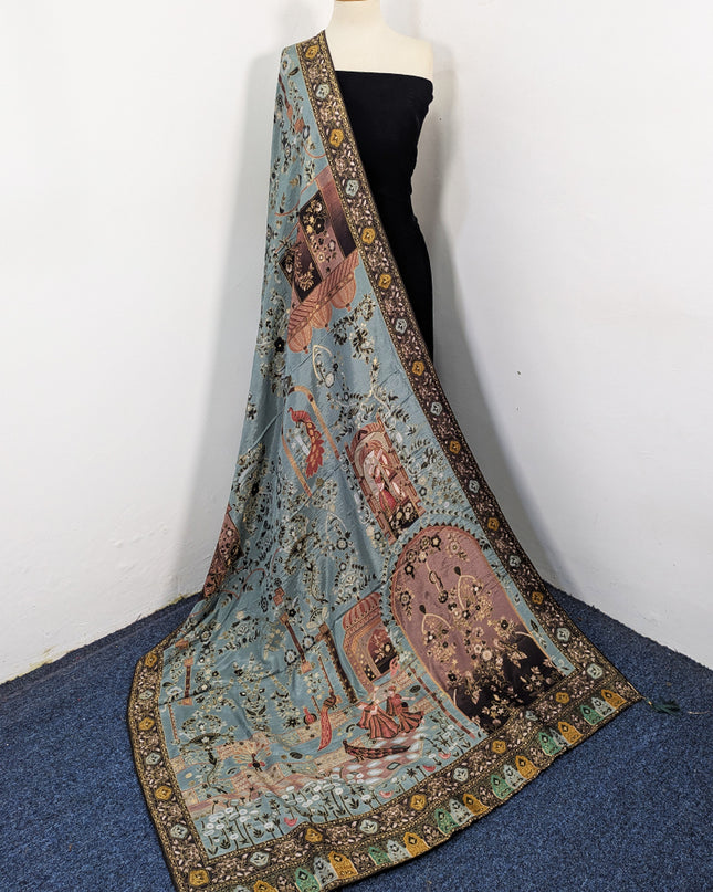 Exquisite Pure Indian Dola Kani Silk Shawl - Mughal Bagh