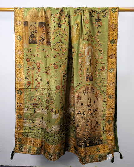 Exquisite Pure Indian Dola Kani Silk Shawl - Mughal Bagh