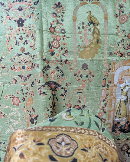Exquisite Pure Indian Dola Kani Silk Shawl - Mughal Bagh