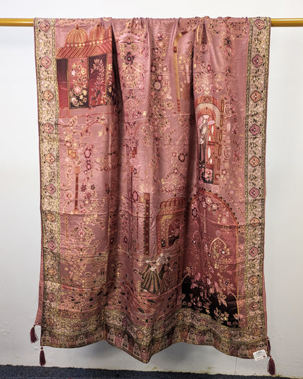 Exclusive Pure Indian Dola Kani Silk Shawl - Mughal Bagh