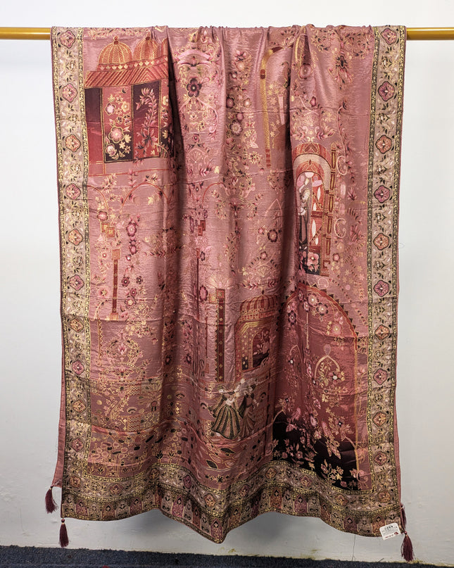 Exclusive Pure Indian Dola Kani Silk Shawl - Mughal Bagh