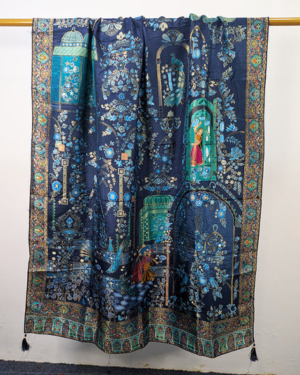 Exclusive Pure Indian Dola Kani Silk Shawl - Mughal Bagh