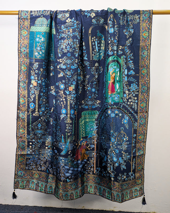 Exclusive Pure Indian Dola Kani Silk Shawl - Mughal Bagh