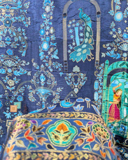 Exclusive Pure Indian Dola Kani Silk Shawl - Mughal Bagh