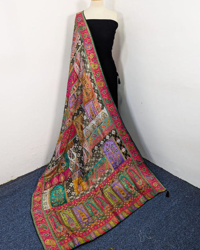 Premium Pure Indian Dola Kani Silk Shawl (Ready To Wear)