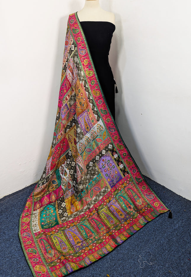 Premium Pure Indian Dola Kani Silk Shawl (Ready To Wear)