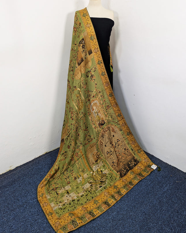 Exquisite Pure Indian Dola Kani Silk Shawl - Mughal Bagh