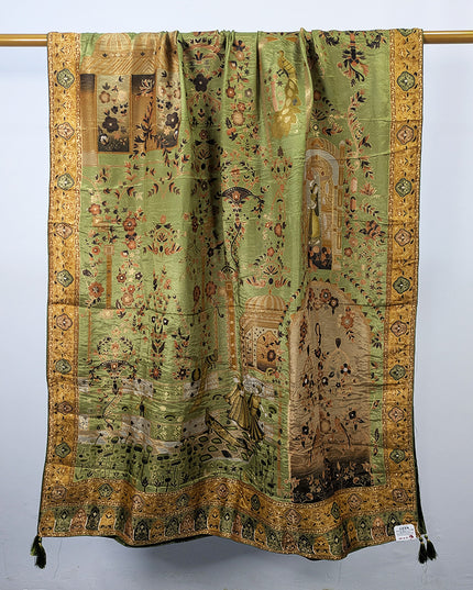 Exquisite Pure Indian Dola Kani Silk Shawl - Mughal Bagh