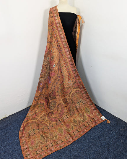 Luxury Pure Indian Dola Kani Silk Shawl - Antique Mughal Medallion