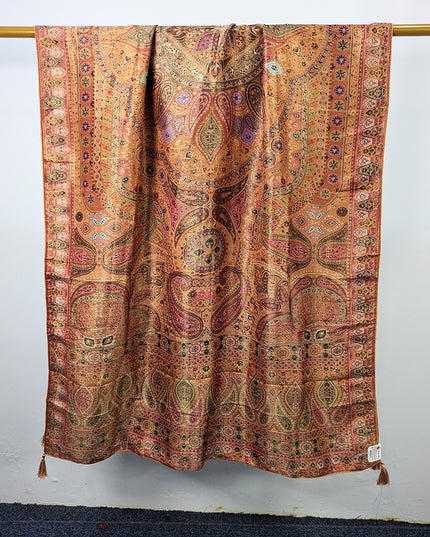 Luxury Pure Indian Dola Kani Silk Shawl - Antique Mughal Medallion