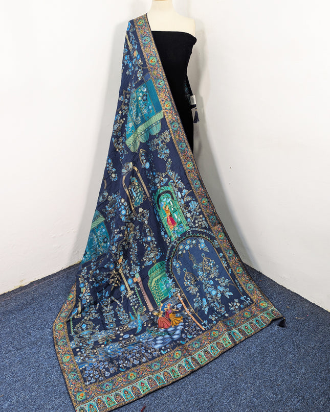 Exclusive Pure Indian Dola Kani Silk Shawl - Mughal Bagh