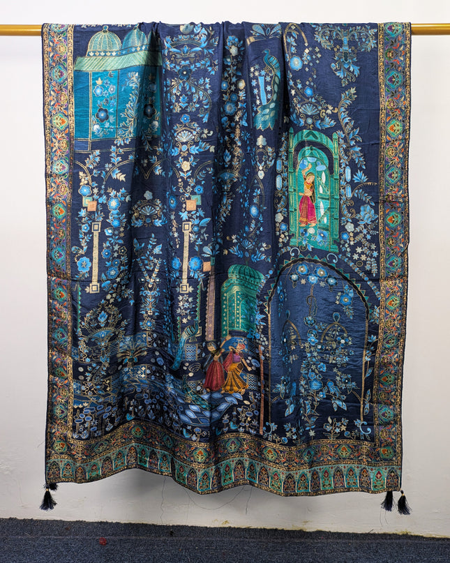 Exclusive Pure Indian Dola Kani Silk Shawl - Mughal Bagh