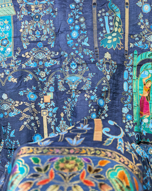 Exclusive Pure Indian Dola Kani Silk Shawl - Mughal Bagh