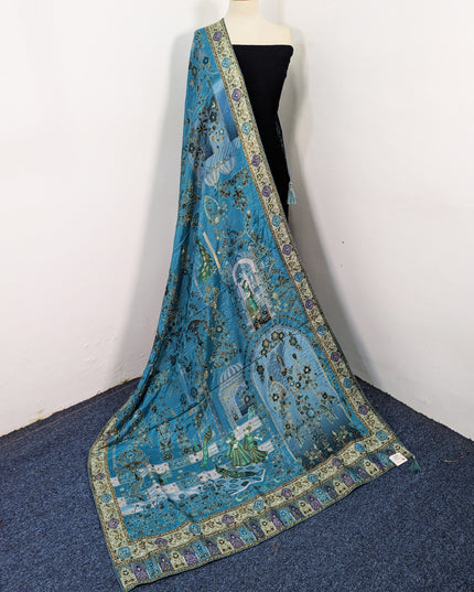 Exclusive Pure Indian Dola Kani Silk Shawl - Mughal Bagh