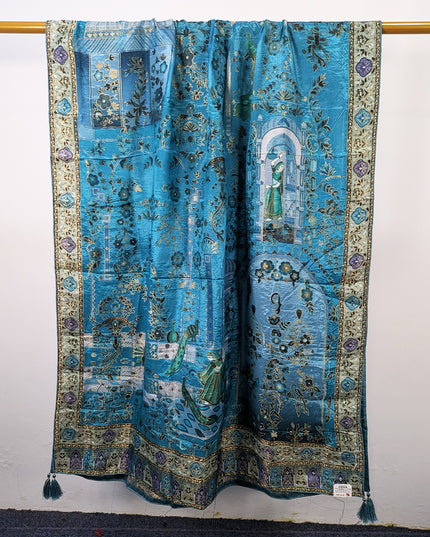 Exclusive Pure Indian Dola Kani Silk Shawl - Mughal Bagh