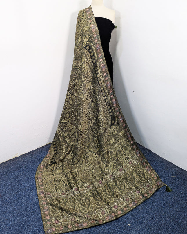 Luxury Pure Indian Dola Kani Silk Shawl - Antique Mughal Medallion