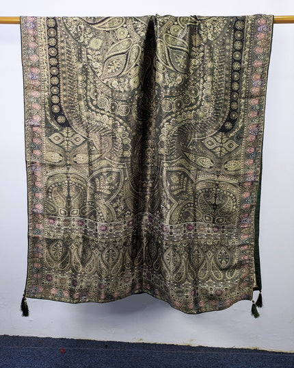 Luxury Pure Indian Dola Kani Silk Shawl - Antique Mughal Medallion