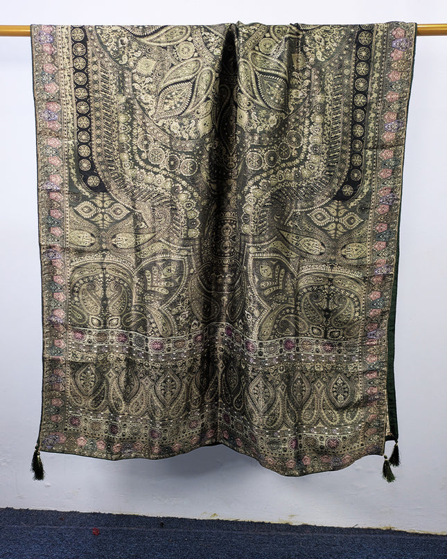 Luxury Pure Indian Dola Kani Silk Shawl - Antique Mughal Medallion