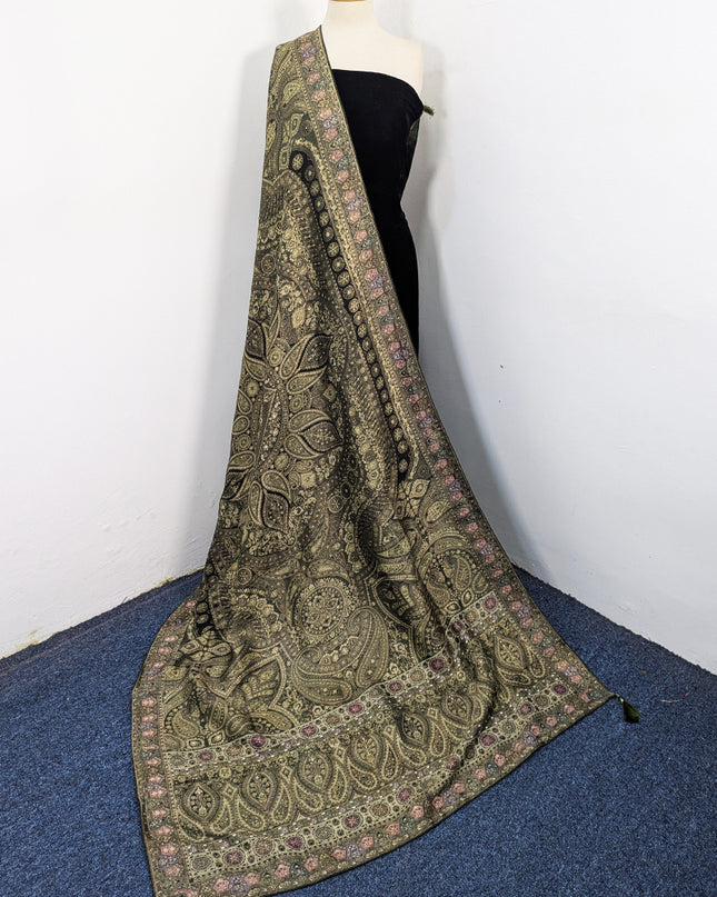 Luxury Pure Indian Dola Kani Silk Shawl - Antique Mughal Medallion