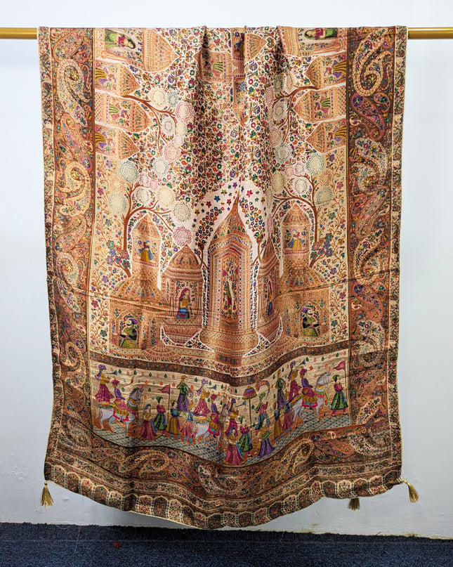 Pure Indian Dola Kani Silk Shawl (Ready To Wear)