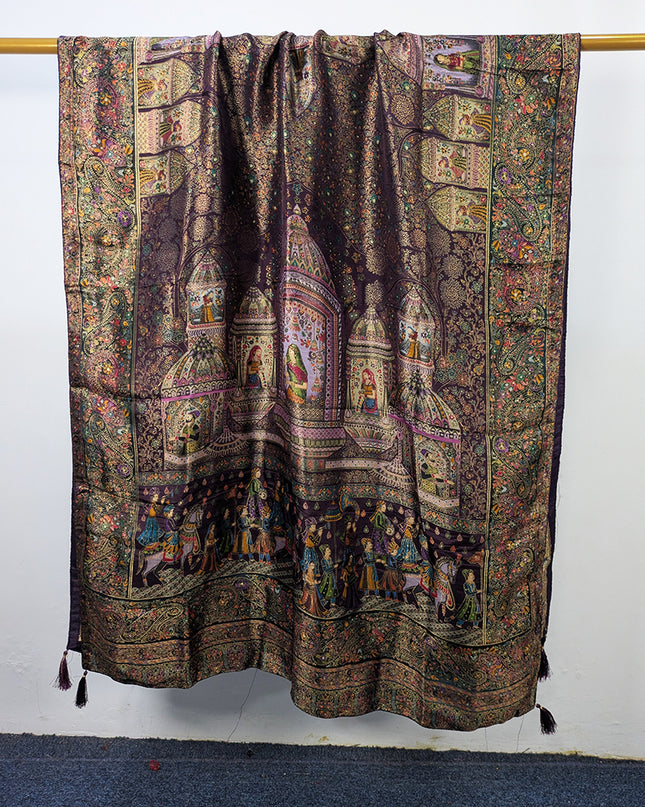 Pure Indian Dola Kani Silk Shawl (Ready To Wear)