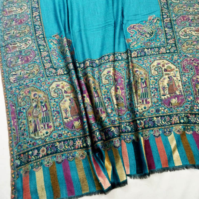 Premium Wool Moonlight + Kani Border Work Shawl