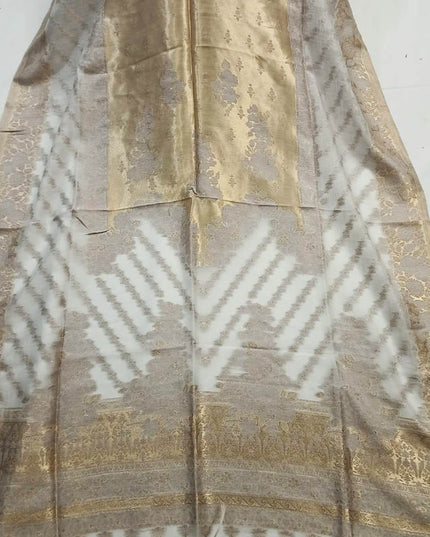 Luxury Pure Indian Moon Light Kani Silk Shawl (Ready To Wear)