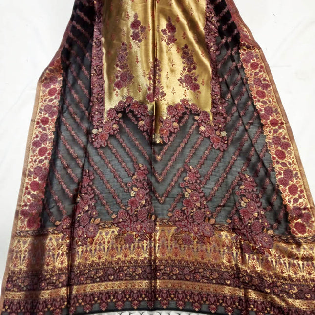 Fancy Pure Indian Moon Light Kani Silk Shawl (Ready To Wear)