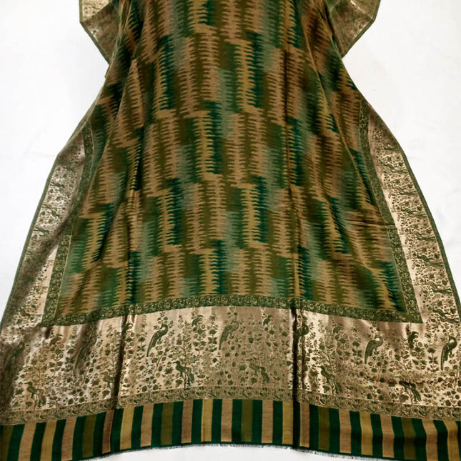 Fancy Pashmina Ikkat Shawl with Kani Zari Border Work