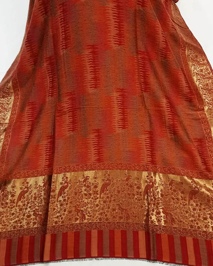 Fancy Pashmina Ikkat Shawl with Kani Zari Border Work