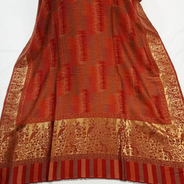 Fancy Pashmina Ikkat Shawl with Kani Zari Border Work