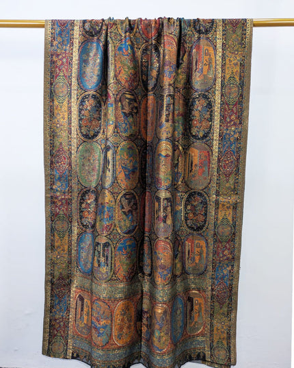 Exquisite Pure Indian Kani Silk with Zari Work Shawl (Ready To Wear)