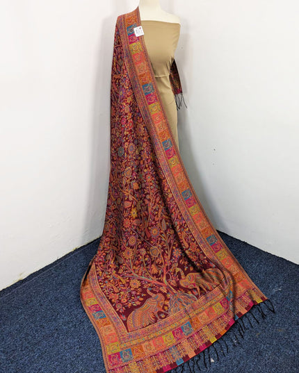 Premium Pure Indian Kani Silk with Zari Work Shawl