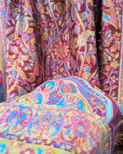 Premium Pure Indian Kani Silk with Zari Work Shawl