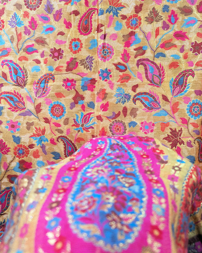 Flowery Motive Kani Silk - Shawl (Ready To Wear)