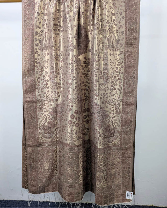 Luxury Pure Indian Moonlight Kani Silk Shawl (Ready To Wear)