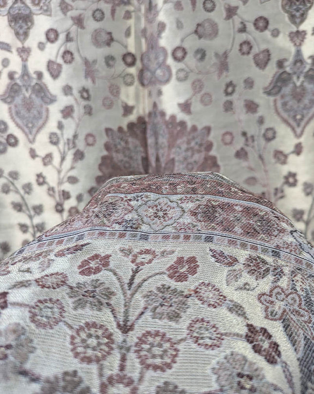 Luxury Pure Indian Moonlight Kani Silk Shawl (Ready To Wear)