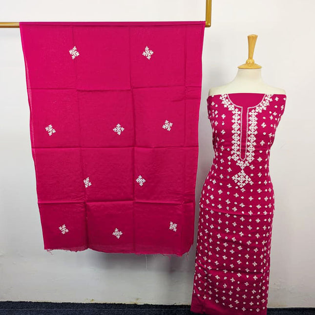 Handmade Sindhi Tanka + Mirror Work Lawn 3Pc Unstitched