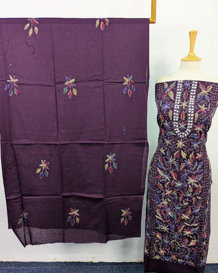 Fancy Lawn with Multicolor Kacha Tanka + Mirror Work 3Pc Unstitched