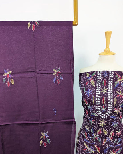 Fancy Lawn with Multicolor Kacha Tanka + Mirror Work 3Pc Unstitched