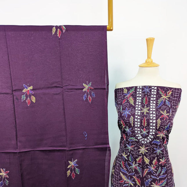 Fancy Lawn with Multicolor Kacha Tanka + Mirror Work 3Pc Unstitched