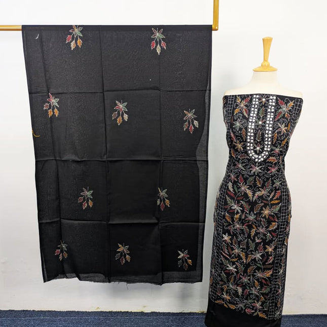 Fancy Lawn with Multicolor Kacha Tanka + Mirror Work 3Pc Unstitched