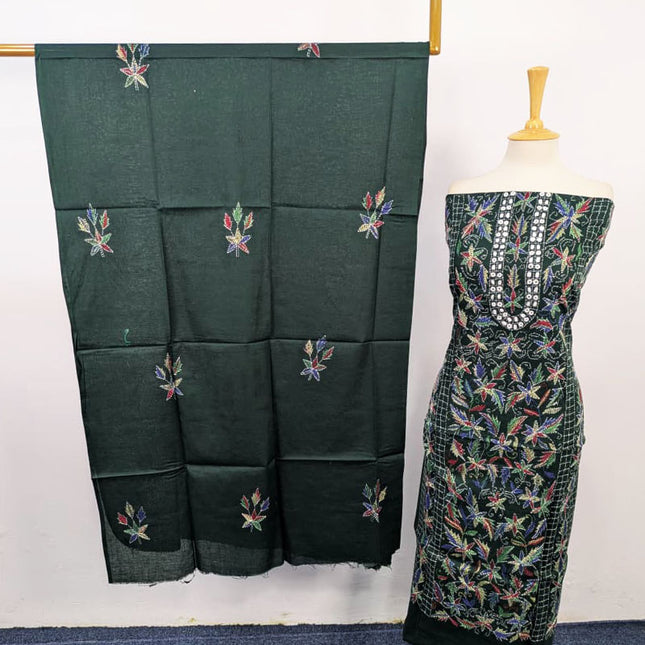 Fancy Lawn with Multicolor Kacha Tanka + Mirror Work 3Pc Unstitched