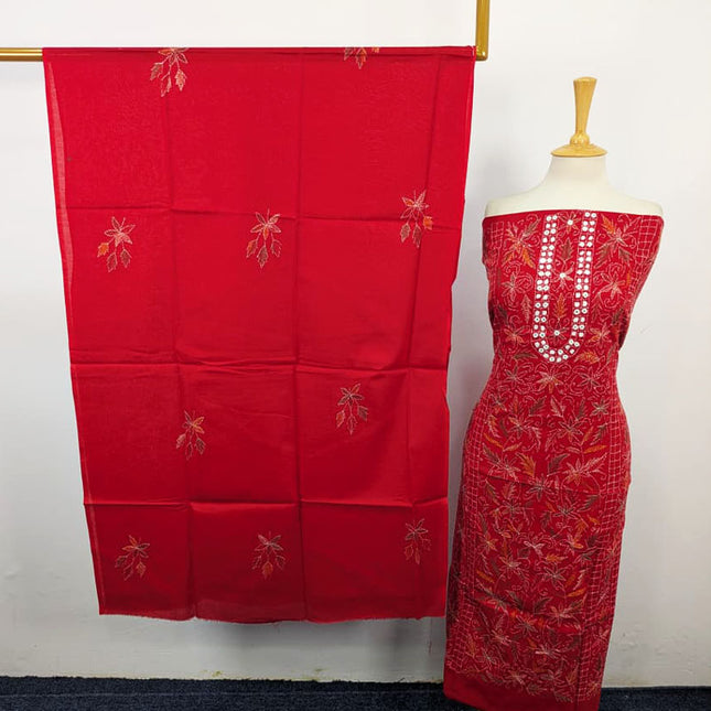 Fancy Lawn with Multicolor Kacha Tanka + Mirror Work 3Pc Unstitched