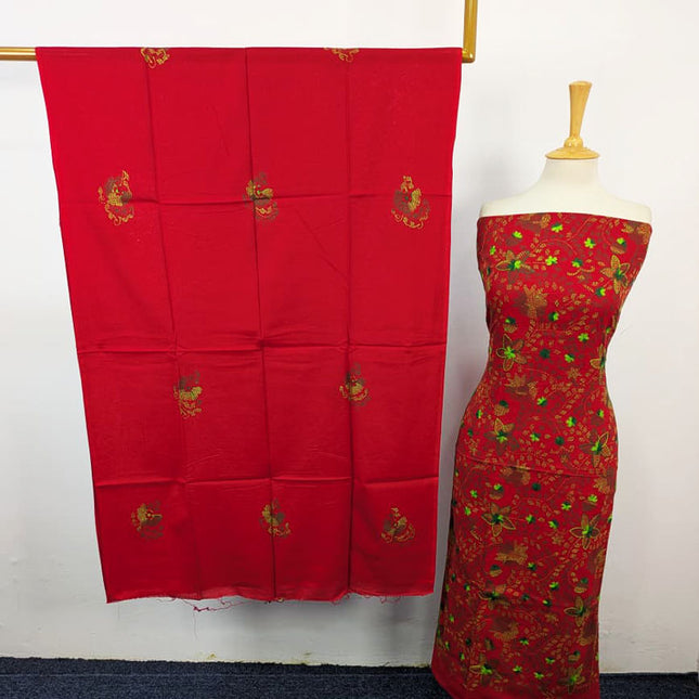 Handmade Kacha Tanka Work Lawn Shirt Dupatta 3Pc Unstitched