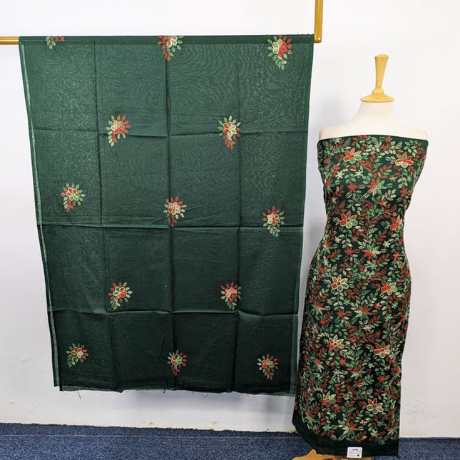 Handmade Kacha Tanka Work Lawn Shirt Dupatta 3Pc Unstitched