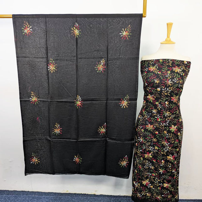 Handmade Kacha Tanka Work Lawn Shirt Dupatta 3Pc Unstitched