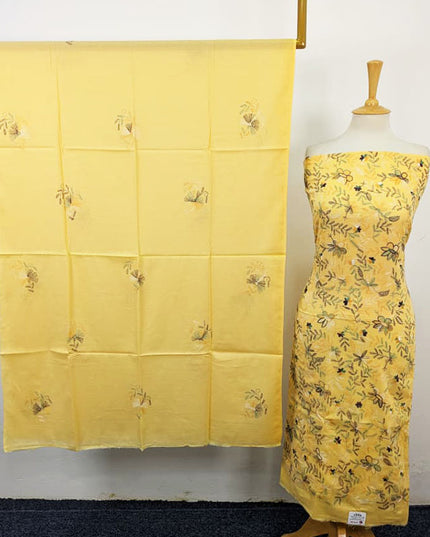 Handmade Kacha Tanka Work Lawn Shirt Dupatta 3Pc Unstitched